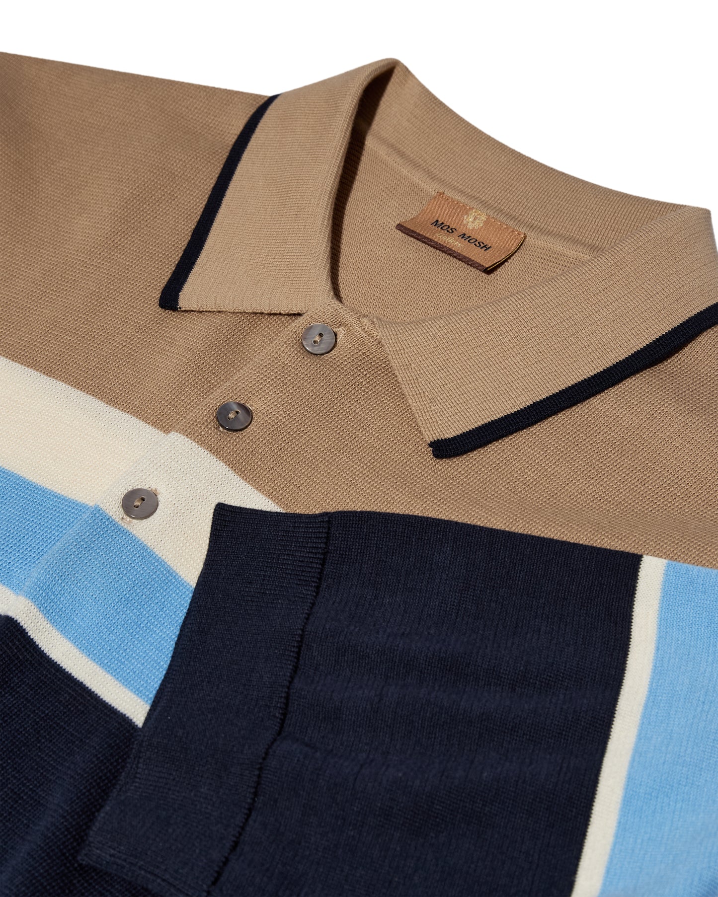 Mos Mosh Gallery MMGJustin Stripe Polo SS Knit in Dunkelblau