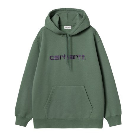 Carhartt Wip W' Hooded Carhartt Sweatshirt FW24 in Duck Green/Aura