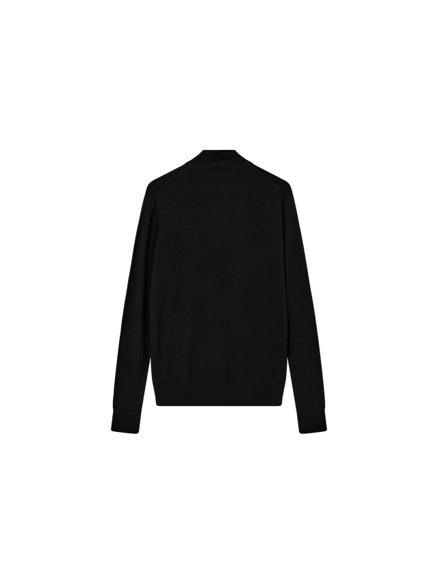 Mos Mosh Gallery Adam Soft Zip Turtle Neck Knit in Schwarz