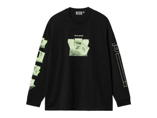 Carhartt WIP True Spirit L/S T-Shirt 100 % Organic Cotton in Schwarz/Glow Green