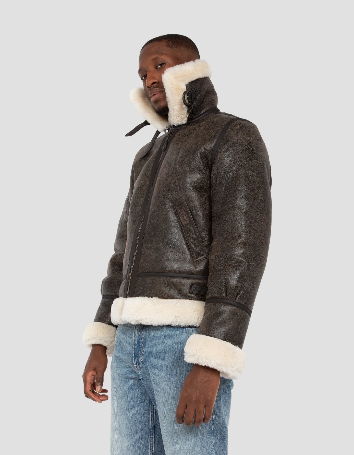 Schott B-3 Bomber jacket LC1259 , sheepskin leather in Dark Brown