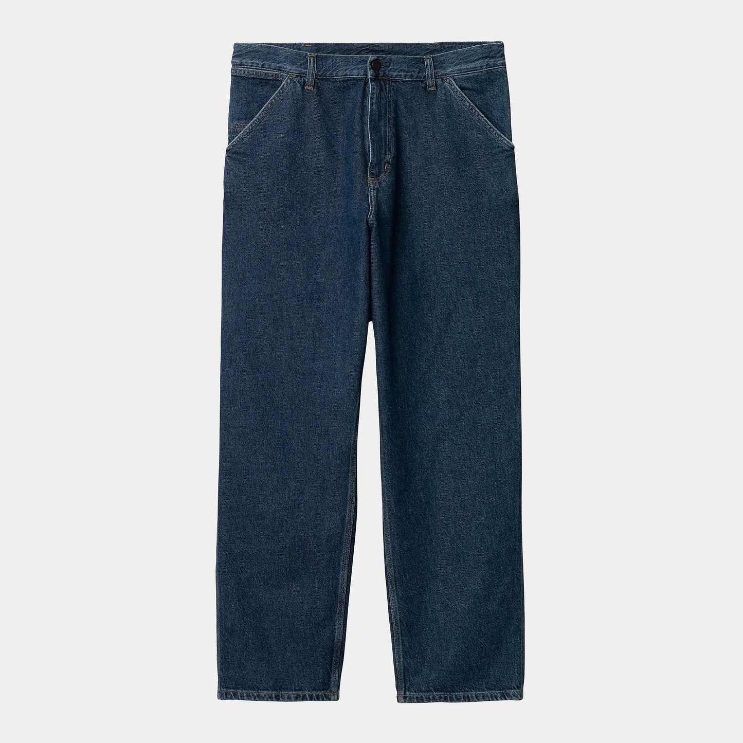 Carhartt WIP Single Knee Pant 100% Cotton Smith Denim Stone Bleached and Stone Wash in Blue Stone Washed
