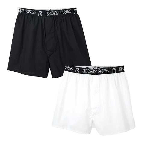 Cleptomanicx Lousy Livin 2Pack Boxershorts in Schwarz/Weiß