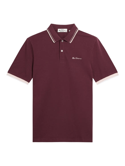 Ben Sherman SIGNATURE PIQUE POLO POLOS in AUBERGINE