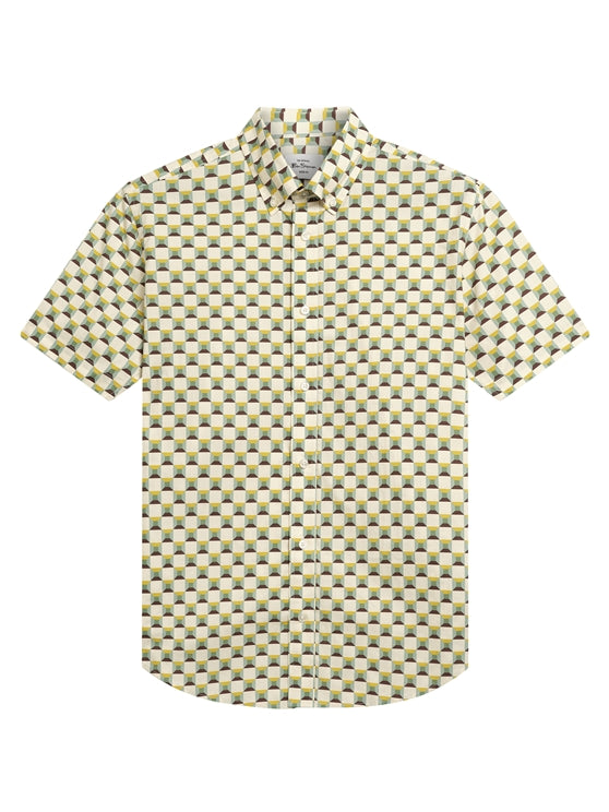 Ben Sherman RETRO GEO PRINT CASUAL SHIRTS in SAGE