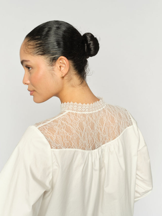 Mos Mosh MMInda Cotton Lace Shirt in Ecru