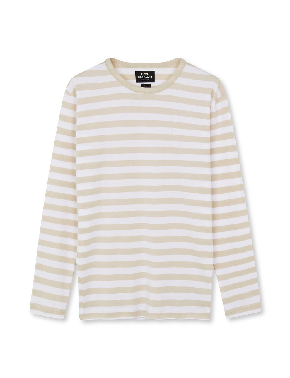 Mads Nørgaard Midi Rib Tobias Tee LS in Birch/Weiß