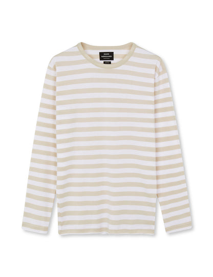 Mads Nørgaard Midi Rib Tobias Tee LS in Birch/Weiß