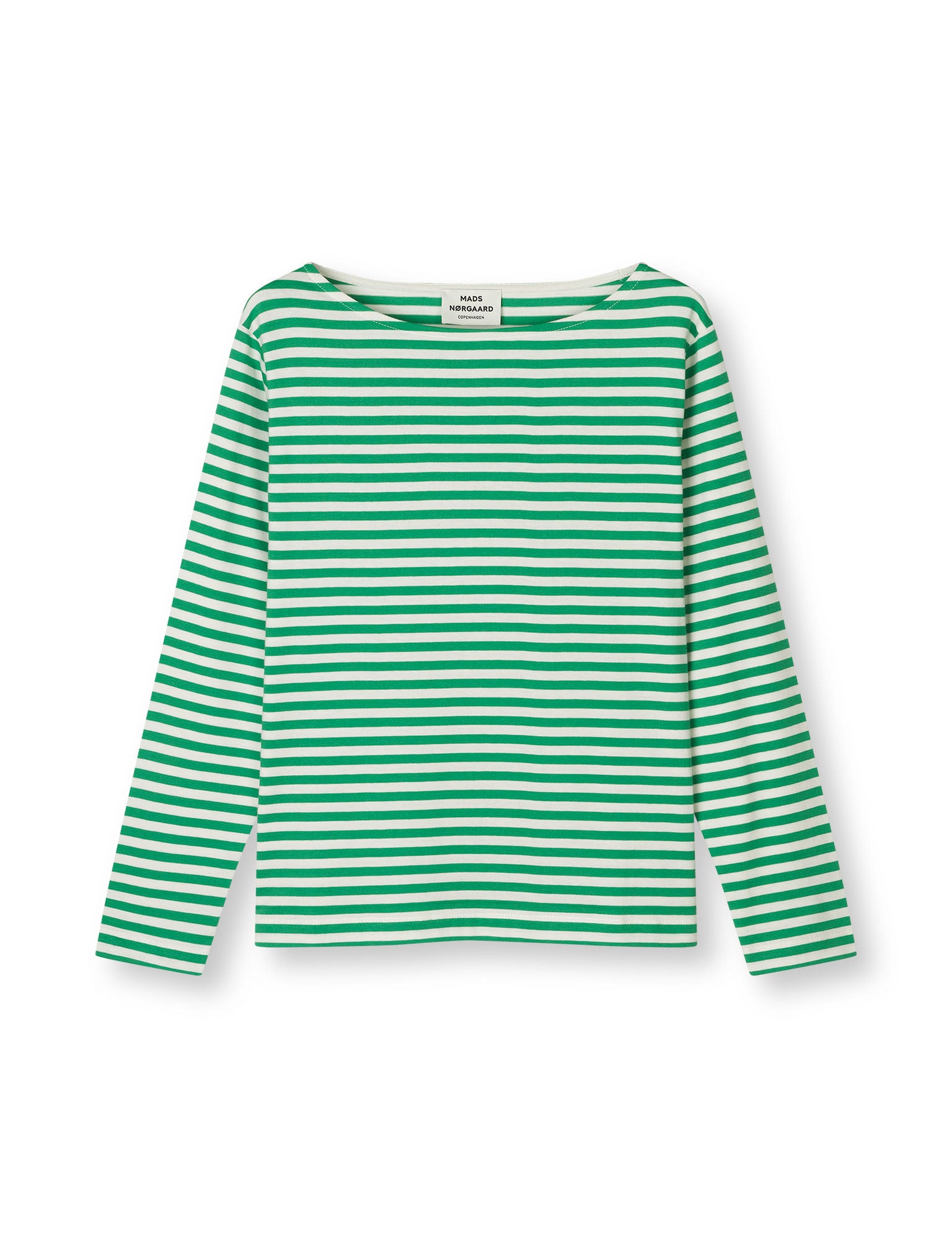 Mads Nørgaard Soft Single Silke Tee LS in Bright Green/Snow White