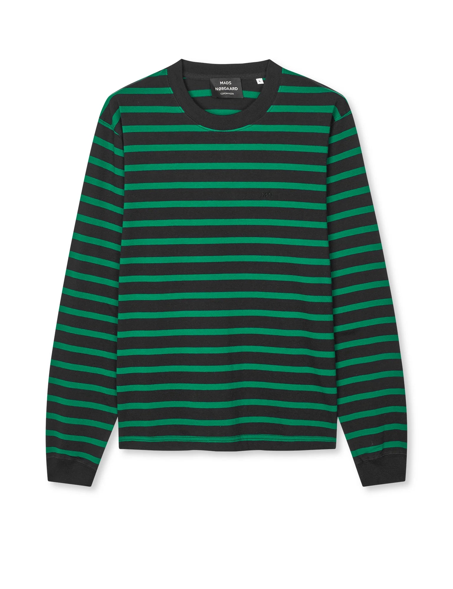 Mads Nørgaard Cotton Jersey Stripe Frode Tee LS hw25 in Schwarz/verdant green