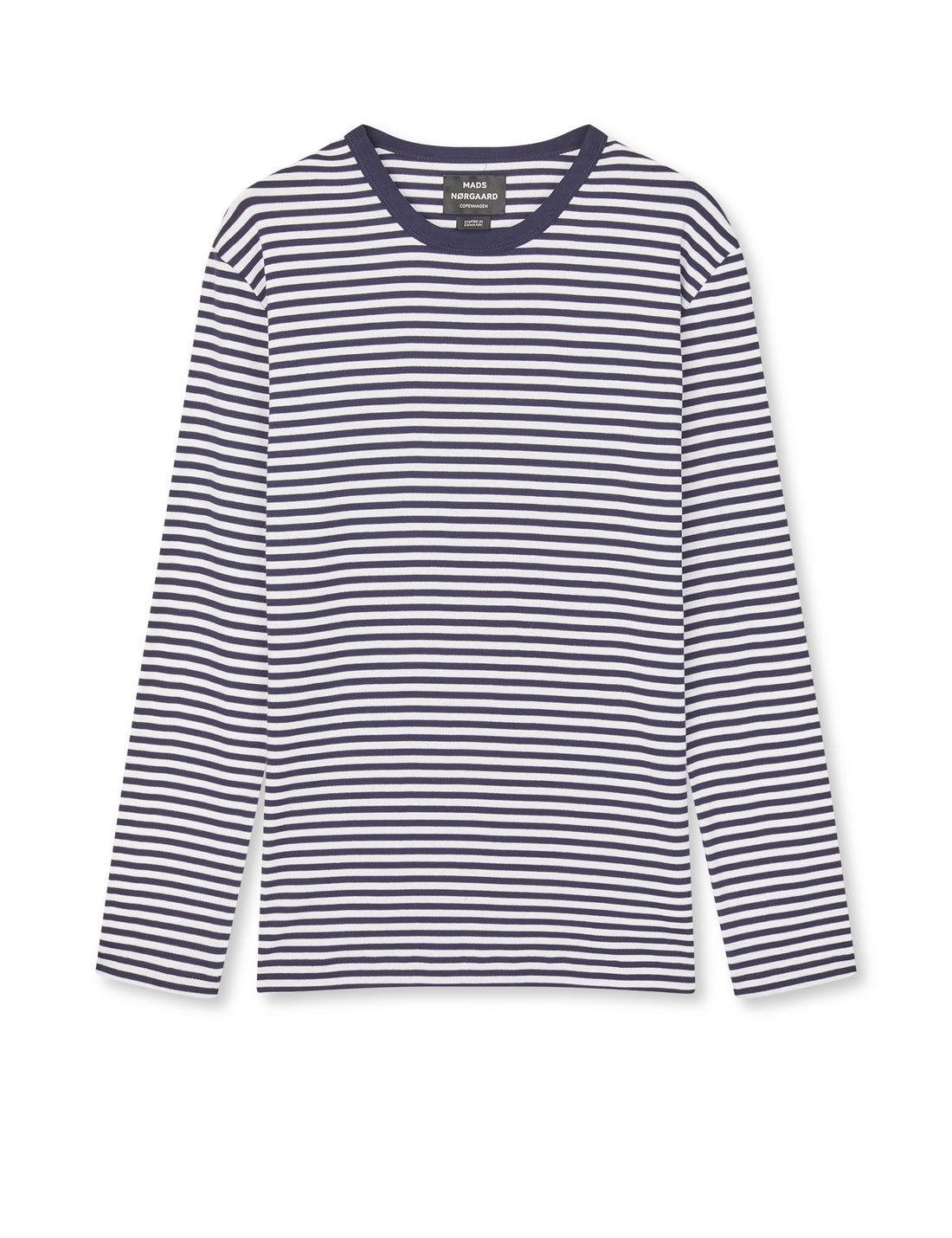 Mads Nørgaard Duo Rib Tobias Tee LS in Sky Captain/Weiß