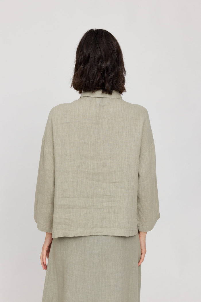 Mazine Damen 3/4 Sleeve Linen Shirt in seagrass