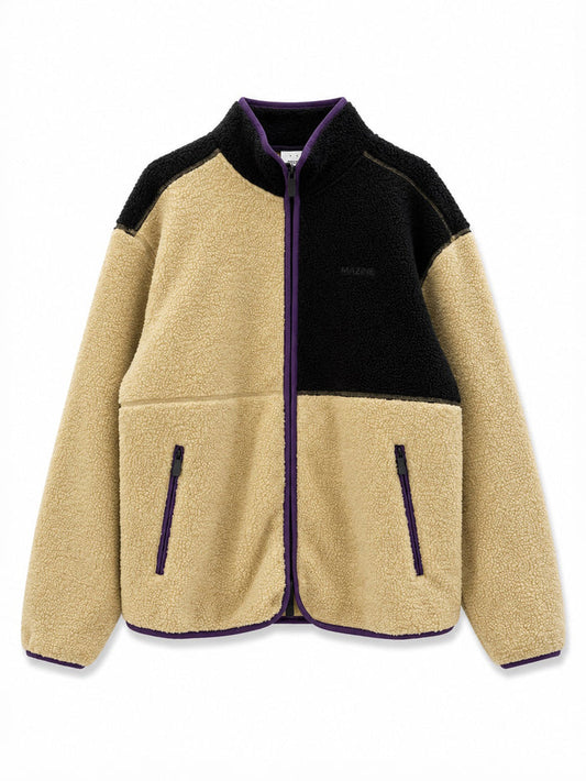 Mazine Color Block Teddy-Fleece Jacket (Herren) in tan/Schwarz