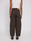 Mazine Printed Barrel Leg Denim Pants in chocolate brown/printed