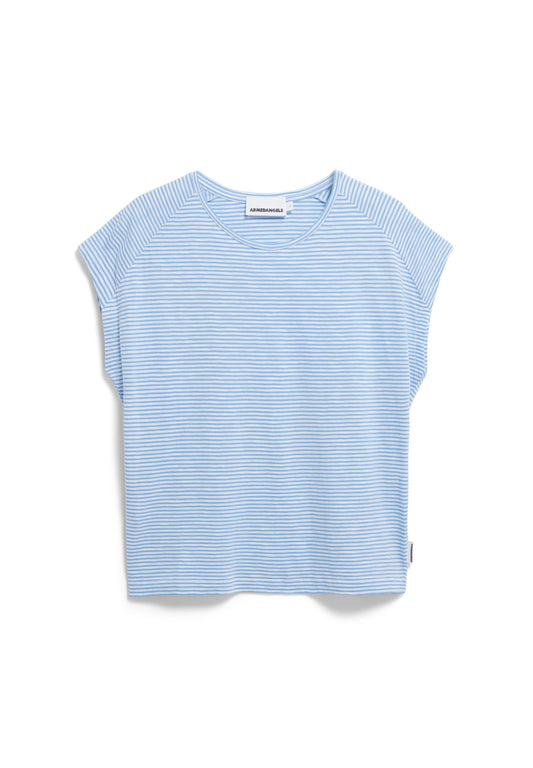 Armedangels ONELIAA LOVELY STRIPES Woman Shirts T-Shirt in oatmilk-silky blue