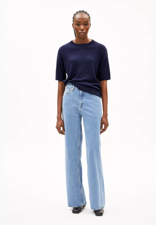 Armedangels Damen LIZAA LINO Strick T-Shirt in tinted navy