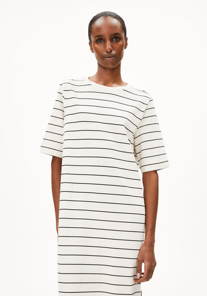 Armedangels XELINAA FINE STRIPE MIDI DRESS in undyed-black