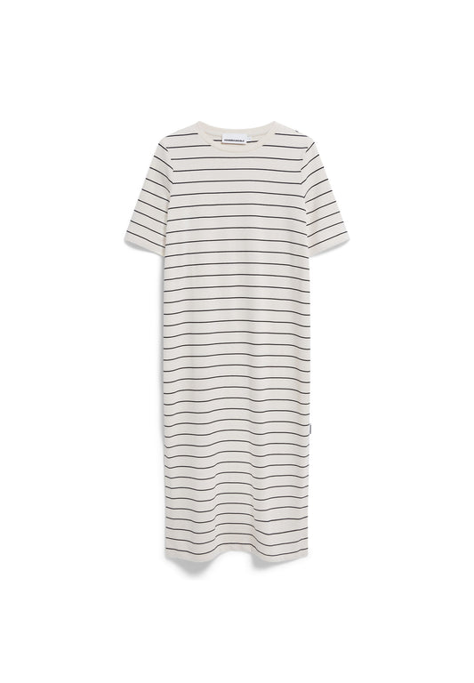 Armedangels XELINAA FINE STRIPE MIDI DRESS in undyed-black