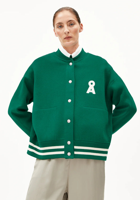 Armedangels Damen ICONIC Å AALISON Jacken Strick in emerald green-oatmilk