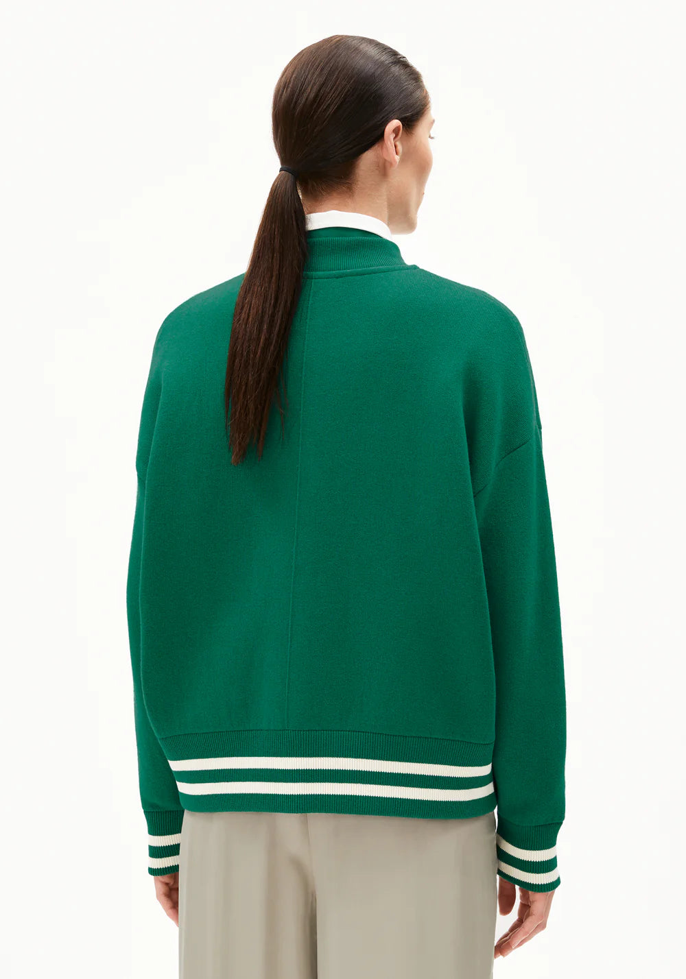 Armedangels Damen ICONIC Å AALISON Jacken Strick in emerald green-oatmilk