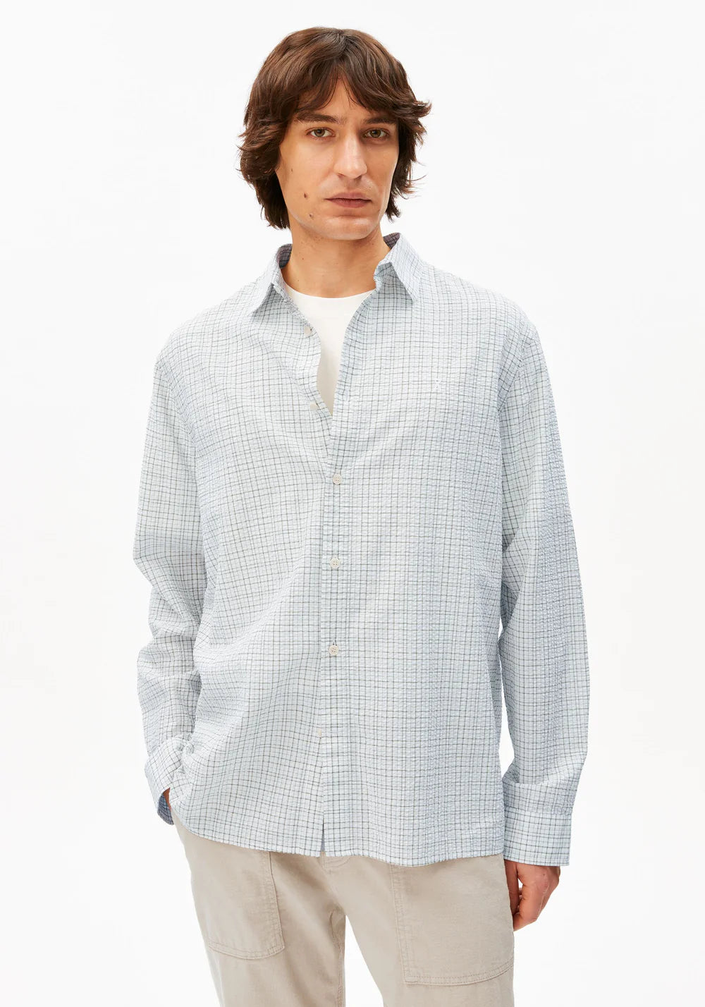 Armedangels CHECK LONGSLEEVE SHIRT FS25 in fatigue green