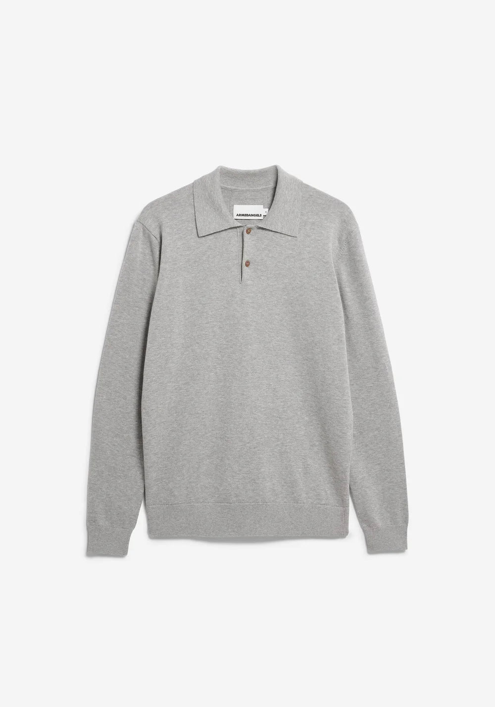 Armedangels LONGSLEEVE KNIT POLOSHIRT FS26 in silver melange