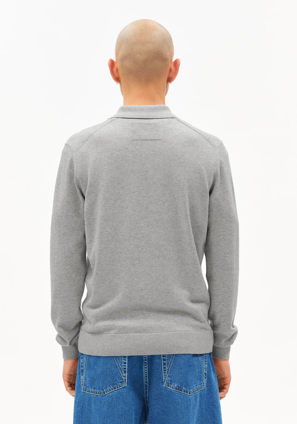 Armedangels LONGSLEEVE KNIT POLOSHIRT FS26 in silver melange