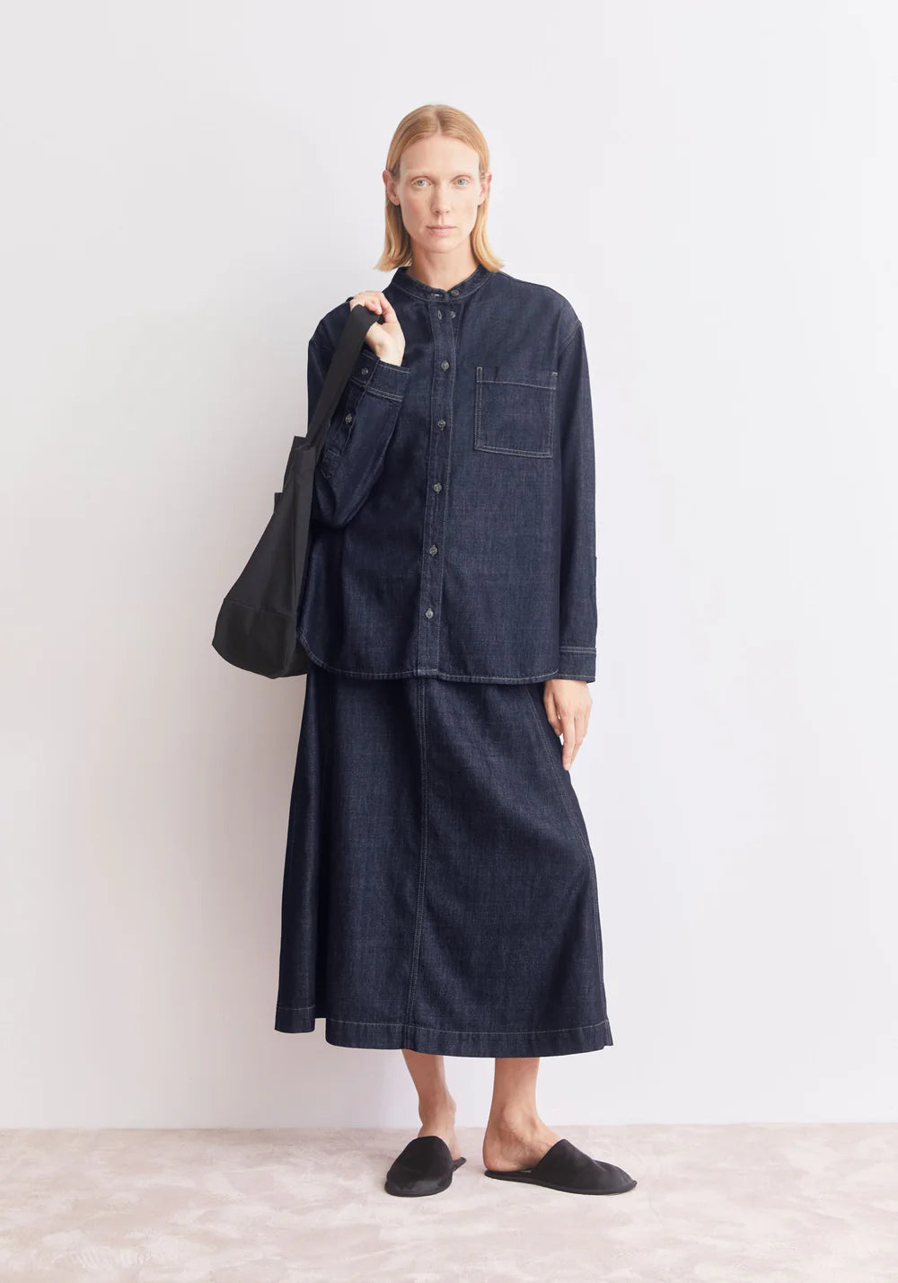 Armedangels LOOSE DENIM BLOUSE FS26 in rinse