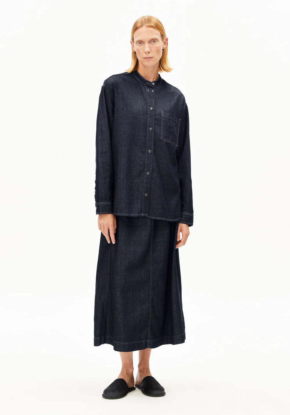 Armedangels LOOSE DENIM BLOUSE FS26 in rinse