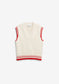 Armedangels ICONIC Å COLLEGE KNIT VEST FS26 in oatmilk-mars red