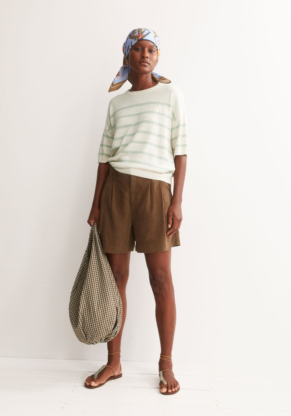 Armedangels STRIPE LINEN BLEND SWEATER in undyed-foam