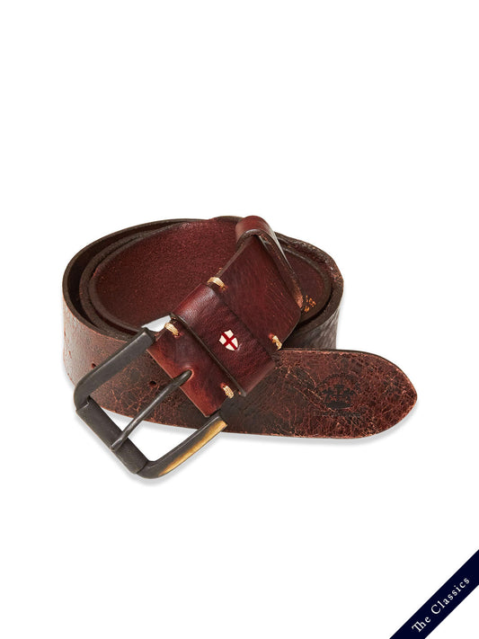 Blue de Gênes Piceno Leather Belt in Cognac