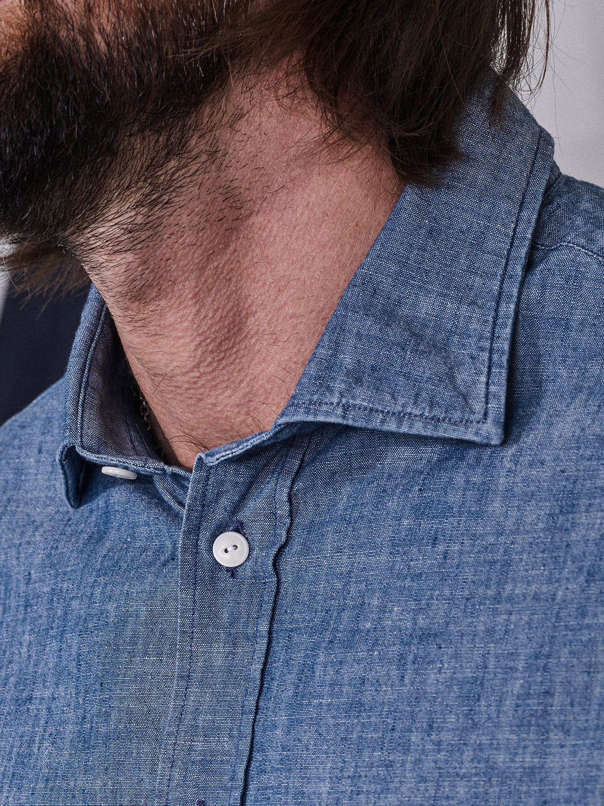 Blue de Gênes Miguel Chambray Shirt in Lt. Denim Blue