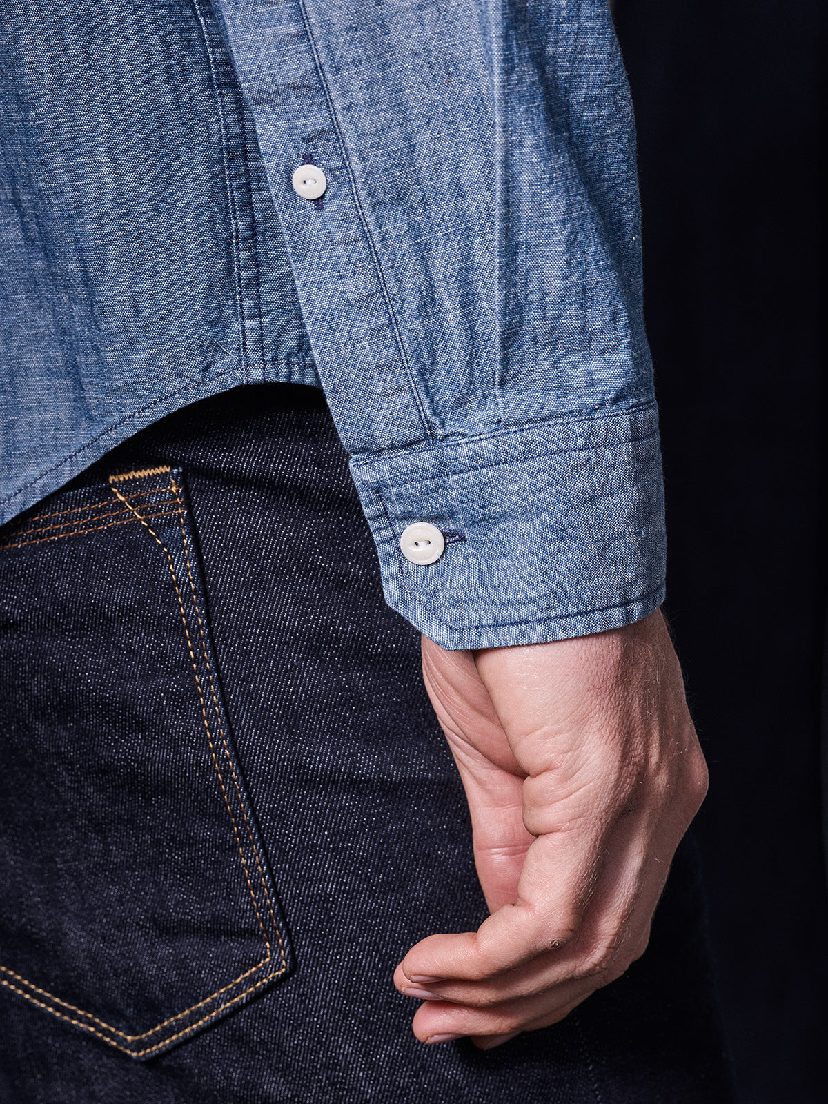 Blue de Gênes Miguel Chambray Shirt in Lt. Denim Blue