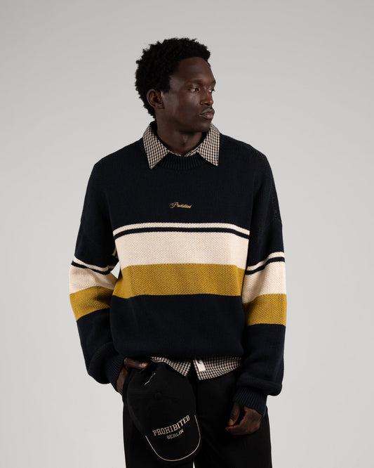 Prohibited Kicker Knit Sweater - Navy - Trageansicht