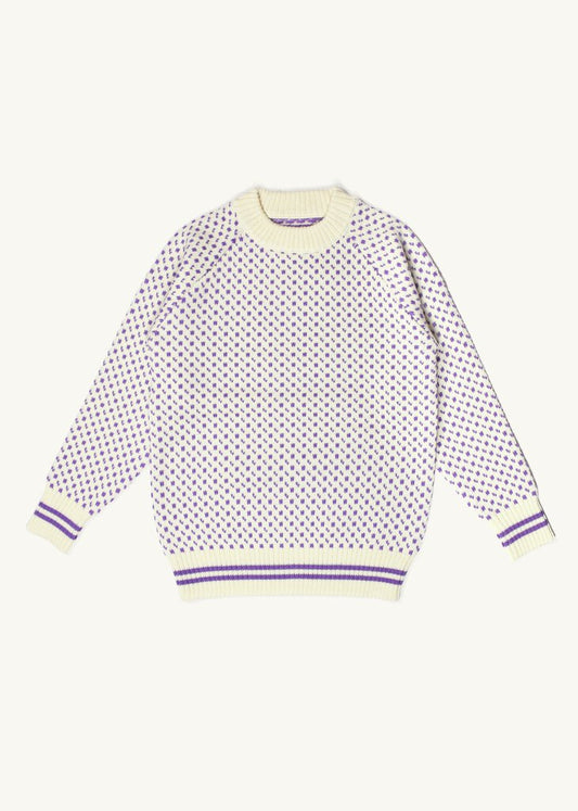 BÆSTMOR Damen Islender Sweater in Off White- Lavender