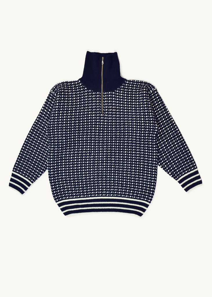 BÆSTMOR Herren Islender Sweater in Navy Blue- Off White