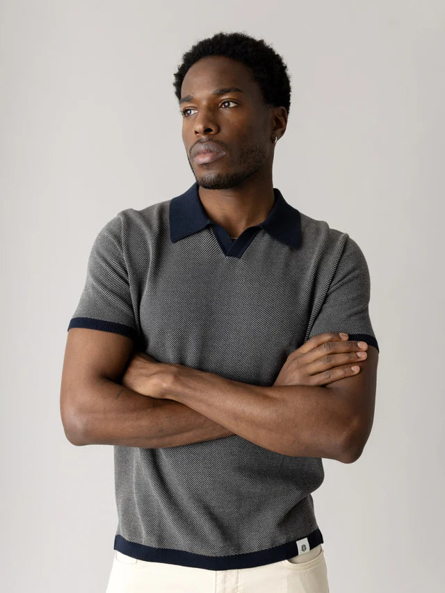 Mos Mosh Gallery MMGRoma Batti Polo SS Knit in Dunkelblau