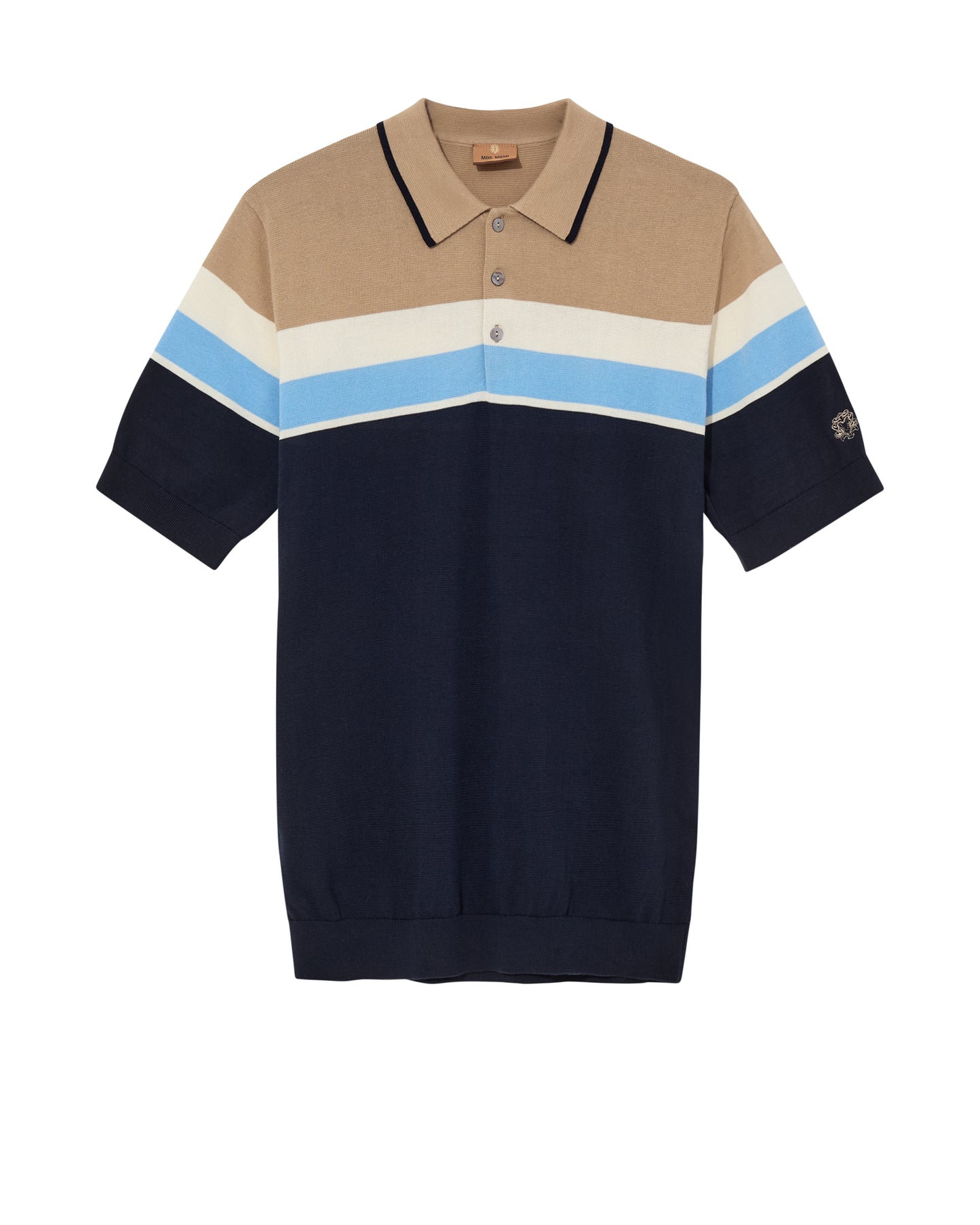 Mos Mosh Gallery MMGJustin Stripe Polo SS Knit in Dunkelblau