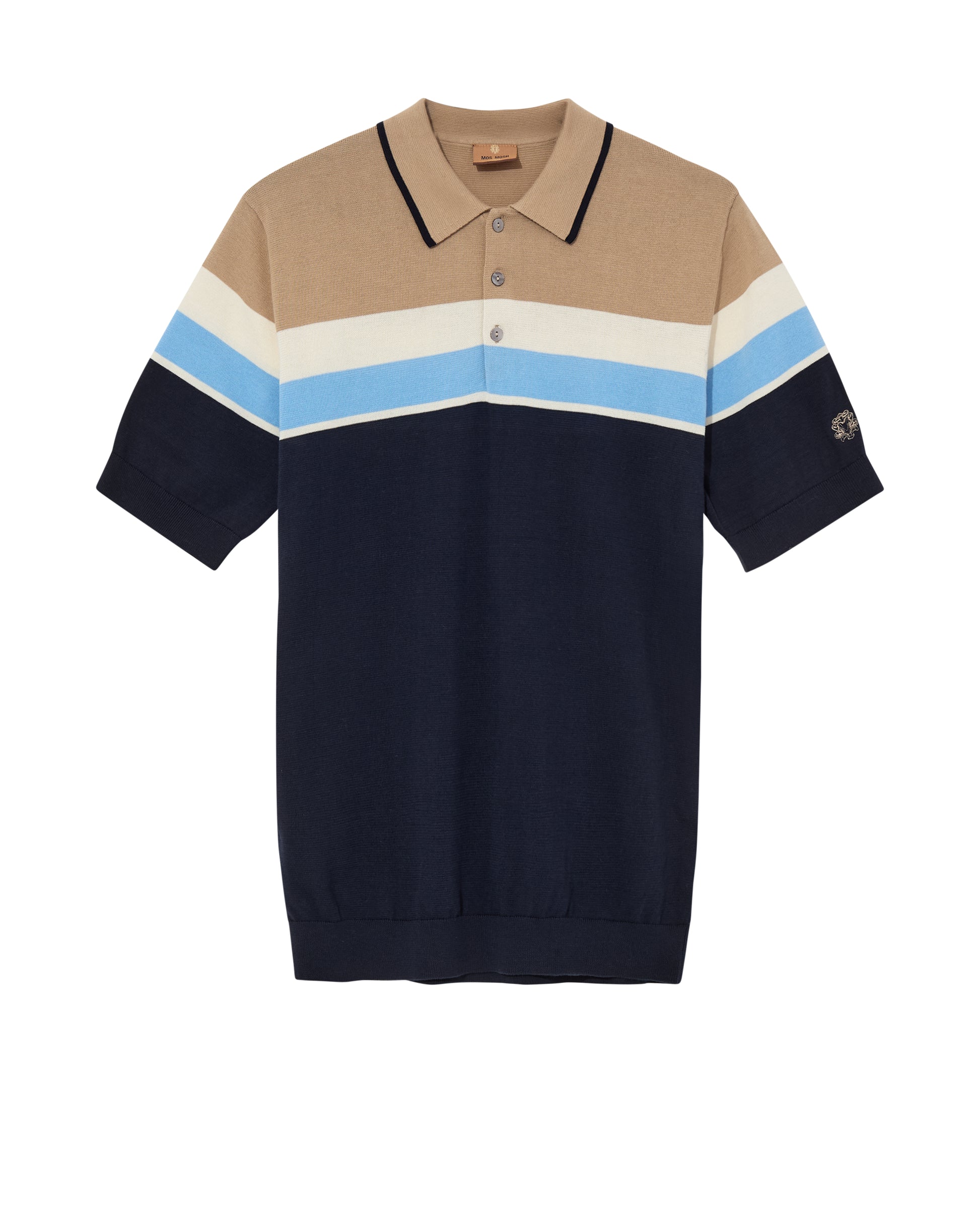 Mos Mosh Gallery MMGJustin Stripe Polo SS Knit in Dunkelblau