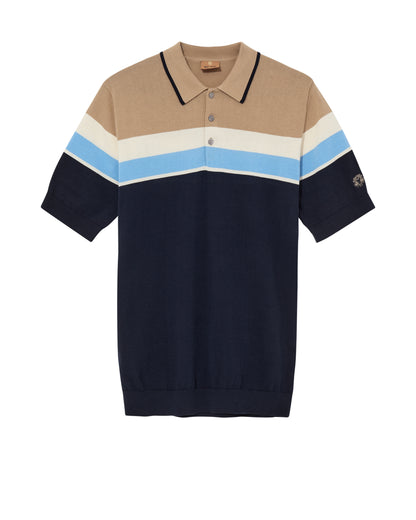 Mos Mosh Gallery MMGJustin Stripe Polo SS Knit in Dunkelblau