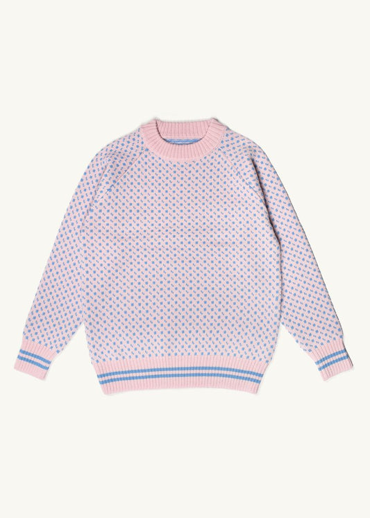 BÆSTMOR Damen Islender Sweater in Baby Pink- Ice Blue
