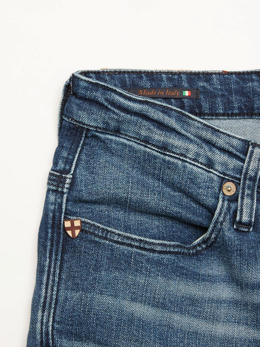 Blue de Gênes Repi Leco Mid Used Jeans in Mid Blue Denim