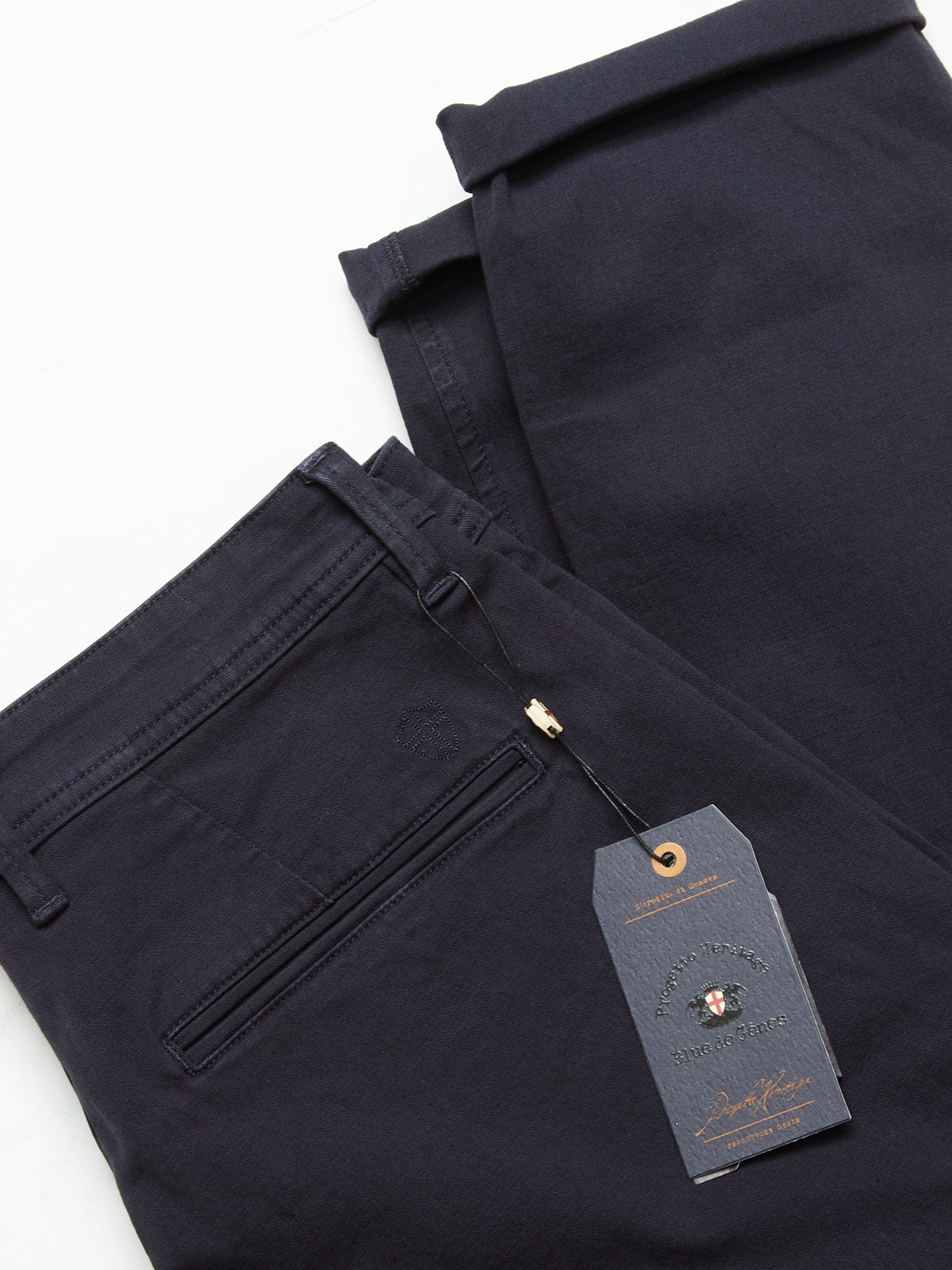 Blue de Gênes Menzo Dobby Chino in Dark Navy
