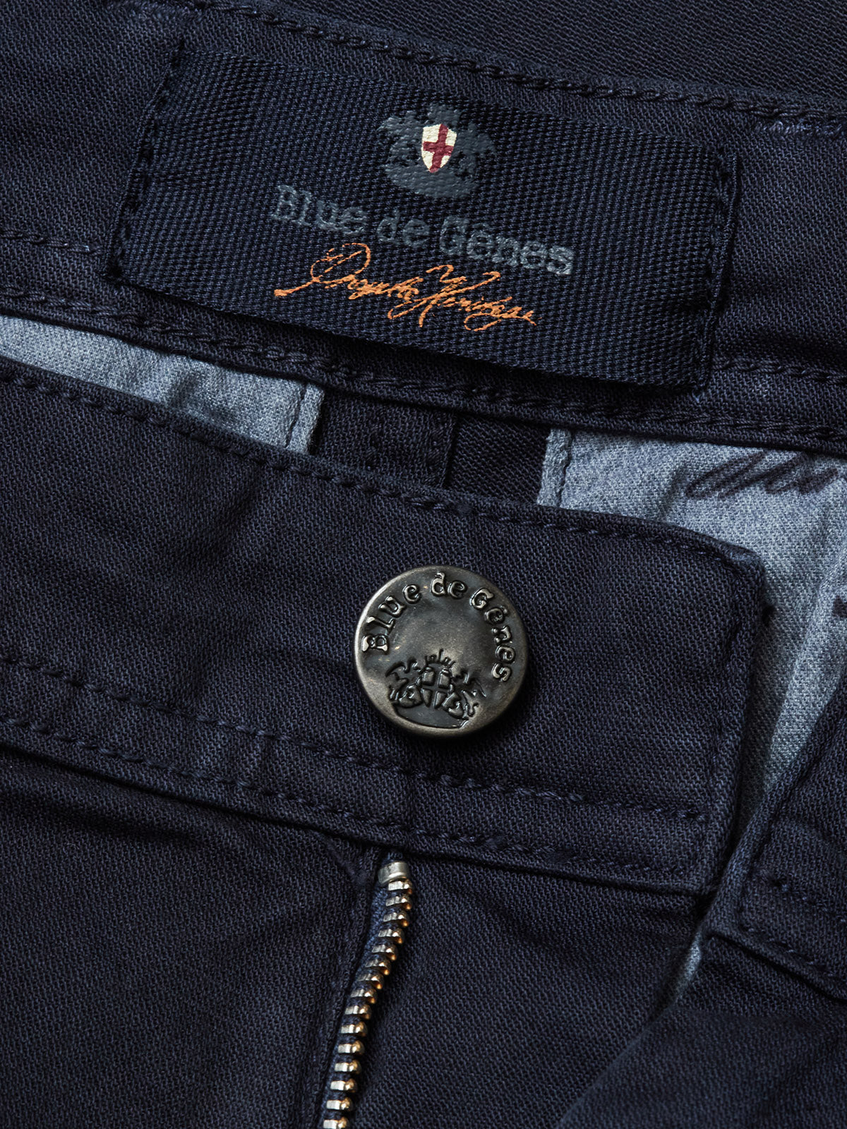 Blue de Gênes Menzo Dobby Chino in Dark Navy