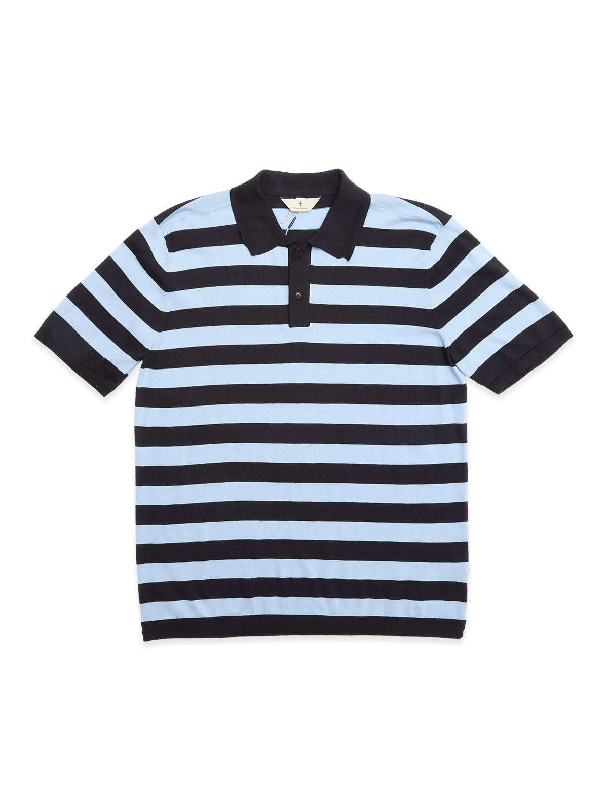 blue de genes BGwally Stripe Polo in Dark Navy Vintage Wash