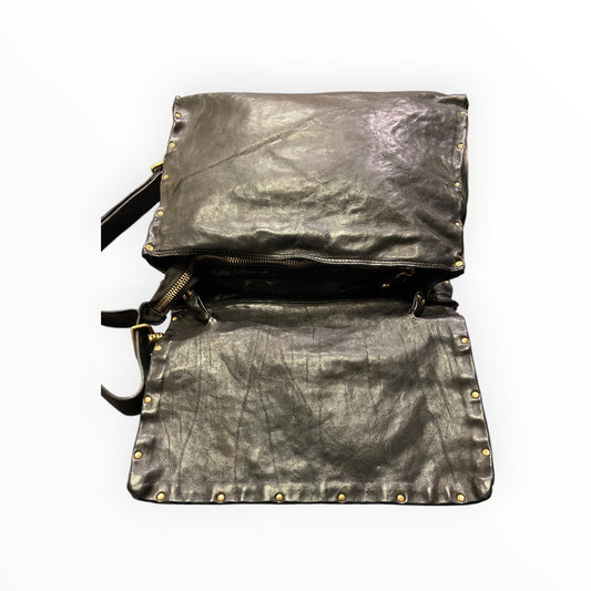 Campomaggi ZELDA - BRIEFCASE BIG COWHIDE LEATHER+STUDS BLACK