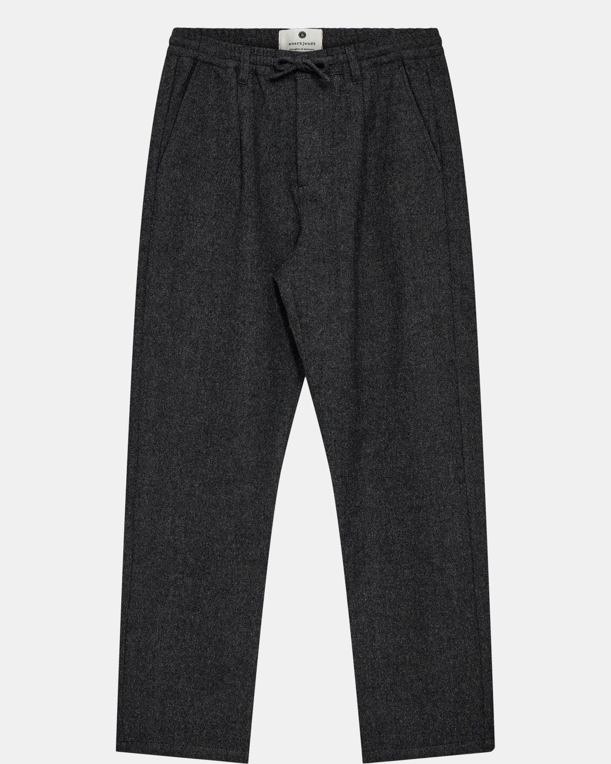ANERKJENDT AKJAN WOOL PANTS in Dark grey mel