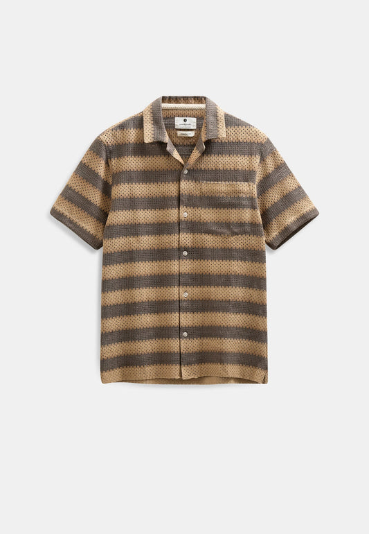 ANERKJENDT AKLEANDER STRIPE LACE SS SHIRT in Teak