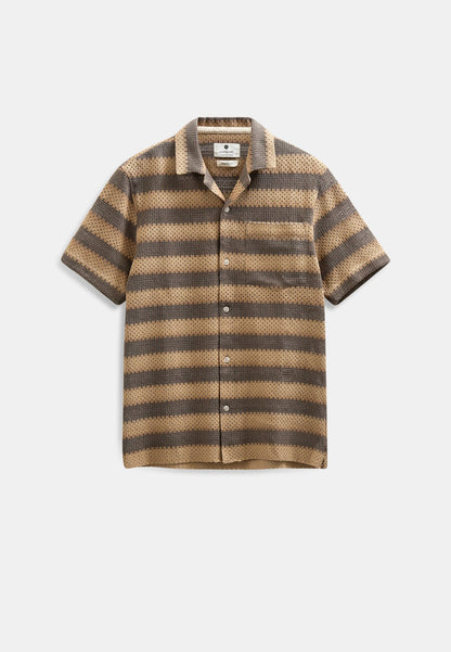 ANERKJENDT AKLEANDER STRIPE LACE SS SHIRT in Teak